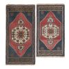 Distressed Low Pile Yastik Mat Faded Colors Rug - Set of Two | Area Rug in Rugs by Vintage Pillows Store. Item composed of cotton and fiber
