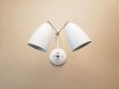 Modern Dual Shade Wall Sconce - Brushed Brass & Nickel - Mid | Sconces by Retro Steam Works. Item made of brass compatible with mid century modern and industrial style