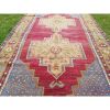 Vintage Faded Tan and Blue Turkish Wool Rug | Area Rug in Rugs by Vintage Pillows Store. Item made of cotton & fiber
