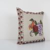 Vintage Handwoven Floral Pattern Kilim Pillow, Square Wool K | Cushion in Pillows by Vintage Pillows Store