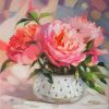 Pink Peonies in vase oil painting original on canvas | Oil And Acrylic Painting in Paintings by Natart. Item made of canvas & synthetic compatible with contemporary style
