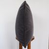 Dark Cloud Mohair with Chocolate Leather Welt 24x24 | Pillows by Vantage Design