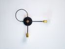 Minimalist Black and Gold Wall Sconce - 2 Bulb Light Fixture | Sconces by Retro Steam Works. Item composed of brass compatible with minimalism and mid century modern style
