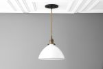 10 Inch White Shade Pendant Light - Model No. 8906 | Pendants by Peared Creation. Item composed of brass