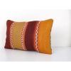 Turkish Lumbar Pillow Cover, Orange Wool Sofa Rug Cushion, A | Pillows by Vintage Pillows Store