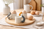 Cat Egg Cup (GREY) – A Playful Ceramic Breakfast Object | 4am Product Design | Dinnerware by 4AM Product Design. Item composed of ceramic