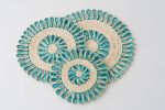 Handwoven Seagrass Placemat | Trivet | Aqua blue | Tableware by NEEPA HUT