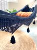 Boho Crochet Fringe Black Hammock | DANIELLA BLACK | Chairs by Limbo Imports Hammocks. Item made of cotton