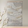 Handwoven Ivory Wool Wall Hanging, Textured Boho Fiber Art, Neutral Modern | Wall Hangings by Swiflo