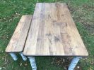 Farmhouse Dining Table with Grey Distressed Legs and Stained | Tables by Hazel Oak Farms. Item composed of wood