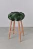 Olive Green Velvet Knot Bar Stool | Chairs by Knots Studio. Item composed of walnut
