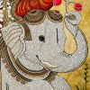 Gaj Lakshmi, Goddess of Wealth Luck & Prosperity. Handmade B | Embroidery in Wall Hangings by MagicSimSim