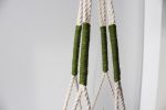 Moss Green Macrame Plant Hanger – Minimalist Hand-Dyed Indoor Planter- 35" | Plants & Landscape by Freefille