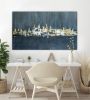 Abstract cityscape Minimalist Gold Leaf Painting ,Gray Navy | Oil And Acrylic Painting in Paintings by Berez Art. Item made of canvas works with minimalism style
