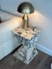 Handmade Calacatta Viola Marble Side Table: Natural Stone Nightstand | Tables by AEGEAN MARBLE ARTISAN ATELIER