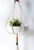 Modern Color Block Macrame Plant Hanger – 37” Handmade Boho Hanging Planter | Plants & Landscape by Freefille