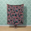 IVI - Mushroom Jacquard Woven Blanket - Blue Pink | Linens & Bedding by Sean Martorana. Item composed of cotton
