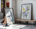 Slate 4 | Original Framed Abstract Paper Painting | Oil And Acrylic Painting in Paintings by Abby May