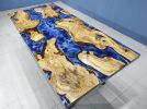 Custom Olive Ocean Epoxy Dining Room Table, River Resin | Dining Table in Tables by LuxuryEpoxyFurniture. Item composed of wood and synthetic