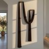 Brown Fiber Wall Art with Brass, Modern Wool Wall Hanging, Large Textile Wall Art | Macrame Wall Hanging in Wall Hangings by RavaTapestryArt