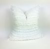 White woven pillow // White fringe pillow // grey pom pom | Pillows by velvet + linen