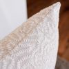 Cream and Beige Embroidered Stitch on Linen Pillow 18x18 | Pillows by Vantage Design