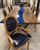Custom Order Walnut Blue Epoxy Table, Live Edge Dining Table | Tables by LuxuryEpoxyFurniture. Item made of wood with synthetic