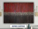 Textured red and gray canvas hand painted silver gold wall | Oil And Acrylic Painting in Paintings by Berez Art. Item composed of canvas