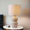 Waken Curve Table Lamp | Lamps by Home Blitz. Item made of cotton & ceramic compatible with contemporary style