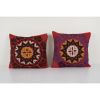 Red Tashkent Suzani Square Matching Pillow Case | Sham in Linens & Bedding by Vintage Pillows Store. Item made of cotton
