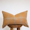 Orange, Blue, & Brown Plaid Wool Lumbar Pillow 14x22 | Pillows by Vantage Design