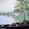 Windermere Boats | Oil And Acrylic Painting in Paintings by Meredith H. Item composed of canvas compatible with minimalism and contemporary style