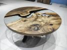 Custom 40" Diameter, Round Walnut Wood, Clear Epoxy Dining | Dining Table in Tables by LuxuryEpoxyFurniture. Item made of wood & synthetic
