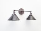 Bathroom Vanity Sconce - Dark Grey Gunmetal and Black Light | Sconces by Retro Steam Works. Item composed of metal and glass in mid century modern or country & farmhouse style