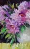 Purple peony flowers painting canvas art 8x12 inches, Purple | Oil And Acrylic Painting in Paintings by Natart. Item made of canvas with synthetic works with contemporary style