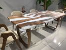 White Resin Table - Custom Epoxy Dining Table | Tables by Tinella Collection. Item made of wood & synthetic compatible with contemporary and country & farmhouse style