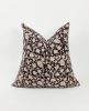 black block print floral pillow, black floral pillow | Pillows by Velvet Fringe