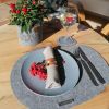 Gray felt irregular oval placemats and coasters. Set for 2 | Tableware by DecoMundo Home. Item composed of fabric & aluminum compatible with minimalism and country & farmhouse style