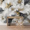 Gray and Gold Floral — Bold Floral Luxury Wallpaper Mural | Wall Treatments by ELLE WALLS