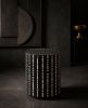 Handmade Black Bone Inlay Side Table, Brass Dot Art Deco Drum End Table | Tables by IKKAZA