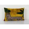 Tiger Design Gold Ikat Velvet Pillow, Animal Printed Floral | Cushion in Pillows by Vintage Pillows Store