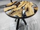 Custom 30" Diameter, Round Olive Wood, Clear Epoxy Dining | Dining Table in Tables by LuxuryEpoxyFurniture. Item made of wood with synthetic