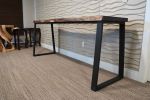 Narrow Live Edge Walnut Bar Table with Metal Base | Console Table in Tables by Hazel Oak Farms. Item made of walnut
