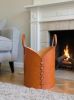 16in Tan Leather Basket | Storage Basket in Storage by Harrow and Sickle Leather Design