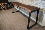 Narrow Live Edge Walnut Bar Table with Metal Base | Console Table in Tables by Hazel Oak Farms. Item made of walnut