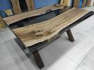 Epoxy Walnut Resin Coffee Table, Custom Live edge Dark | Dining Table in Tables by LuxuryEpoxyFurniture. Item made of wood & synthetic