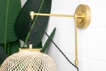 Bamboo Boho Basket Light - Fish Trap Lamp - Model No. 8524 | Sconces by Peared Creation. Item made of bamboo with brass
