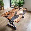Custom Live Edge Epoxy Resin Dining Table | Tables by Ironscustomwood. Item made of wood with synthetic