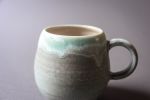 Turquoise  tea/coffee cup mug, white, handmade wheel thrown | Drinkware by Laima Ceramics. Item composed of stoneware compatible with minimalism style