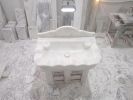 Scalloped White Marble Wall Mount Sink, Floating Carrara Marble Bathroom Basin | Water Fixtures by AYMARBLEDESIGN LLC